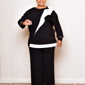 Elegant Black & White Two-Piece Set – Chic & Timeless Fashion