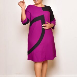 ✨ Elegant Color Block Shift Dress – Purple & Black 💜🖤