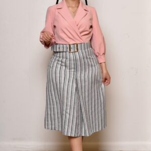 Elegant Blazer and Houndstooth Midi Skirt Set – Sophisticated & Stylish