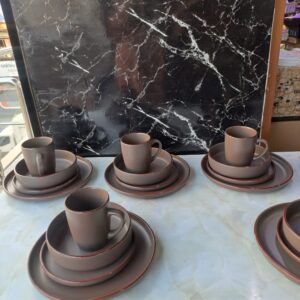 24-Piece Prestigius Ceramic Dinnerware Set – 6 Dinner Plates, 6 Side Plates, 6 Bowls & 6 Cups