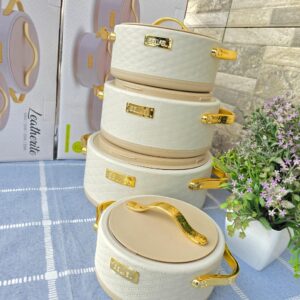 Wholesale Large Capacity Food Thermo Container 4 Pcs 1.0L 1.5L 2.5L 3.5L Thermal Insulated Hot Pot Food Warmer Set with Leather Handle