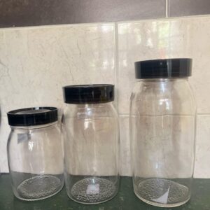 3-Piece Glass Storage Jar Set, 2.5 L / 1.8 L / 1.2 L Airtight Canisters