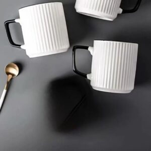 Japanese-Style Ribbed Ceramic Tea Cup, 380 ml Capacity